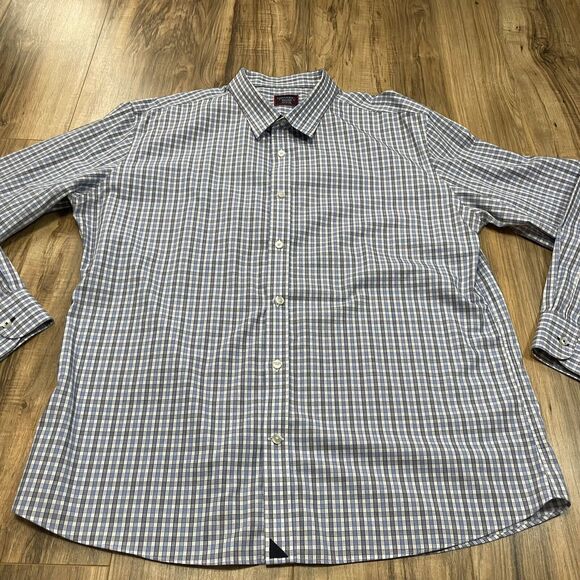 UnTuckit Mens XXXL Wrinkle Free Long Sleeve Blue Plaid Shirt - READ DESCRIPTION - Picture 6 of 11